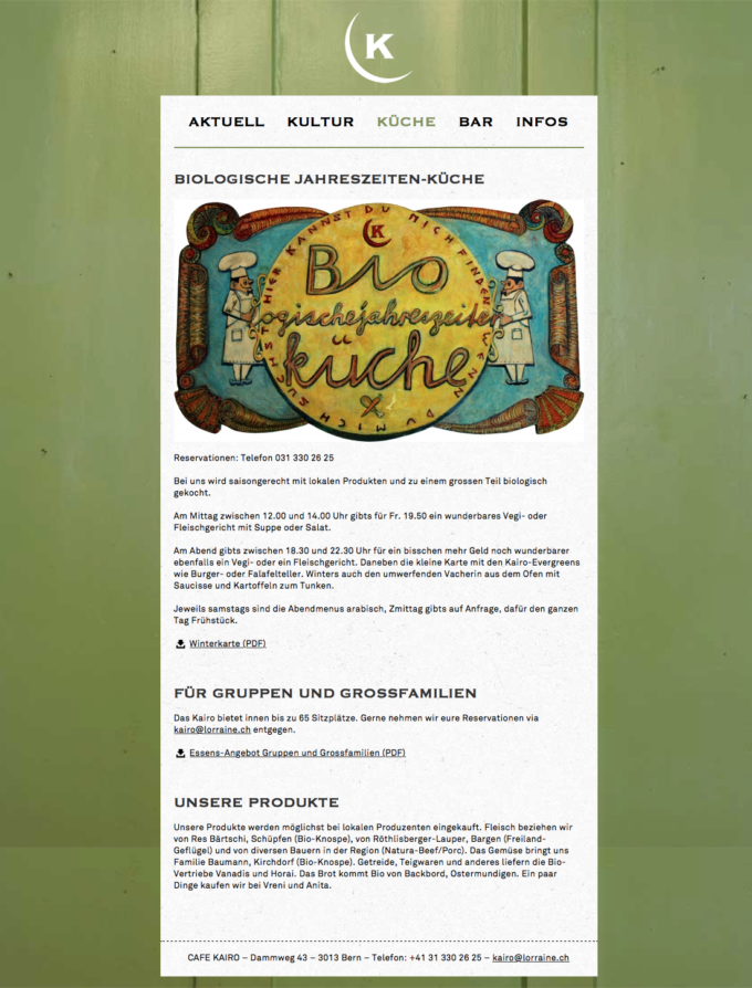 Cafe Kairo Webdesign 4 Webdesign Bern Schweiz